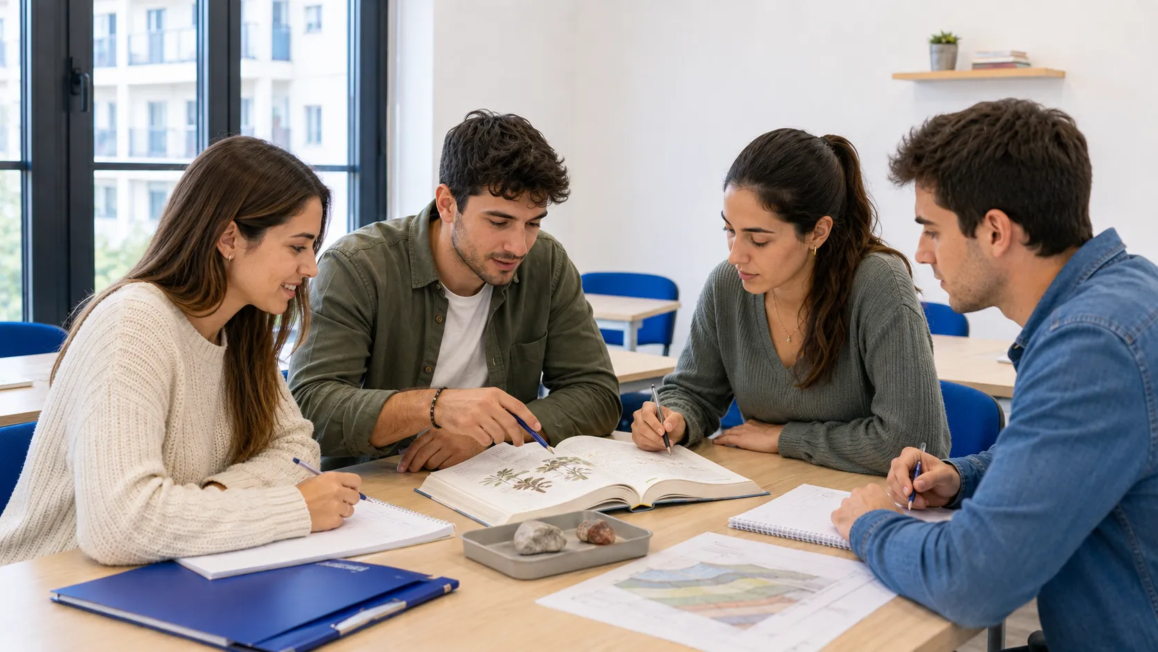 Opositores de biología en aula de Academia Lince en Albacete