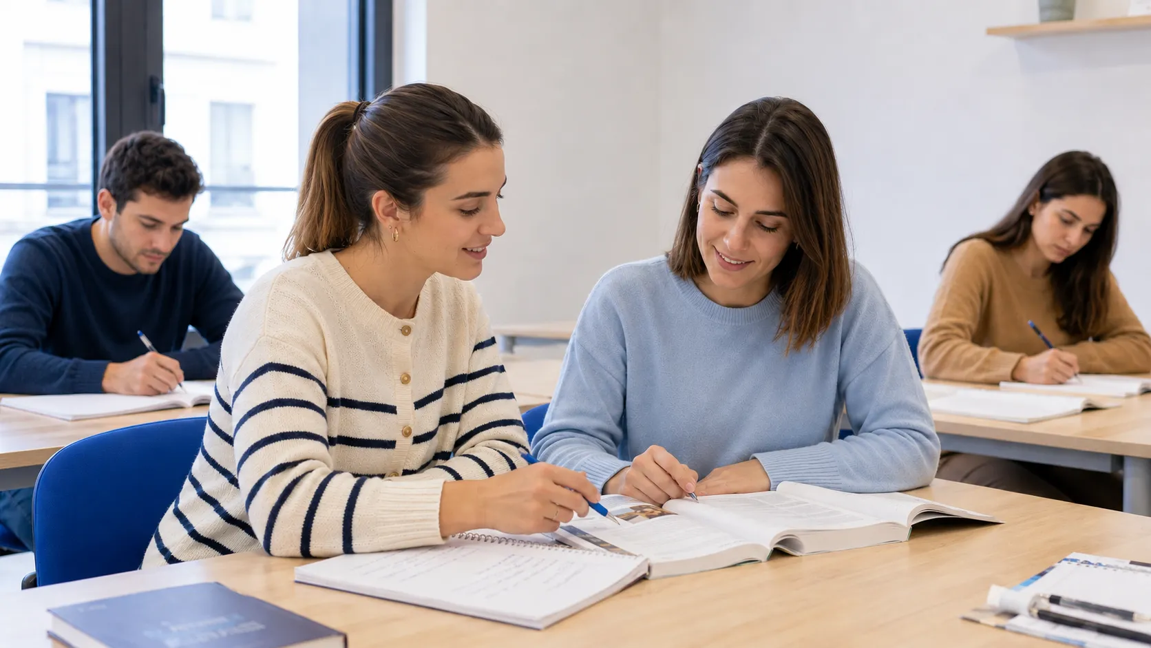 Opositores de inglés en aula de Academia Lince en Albacete