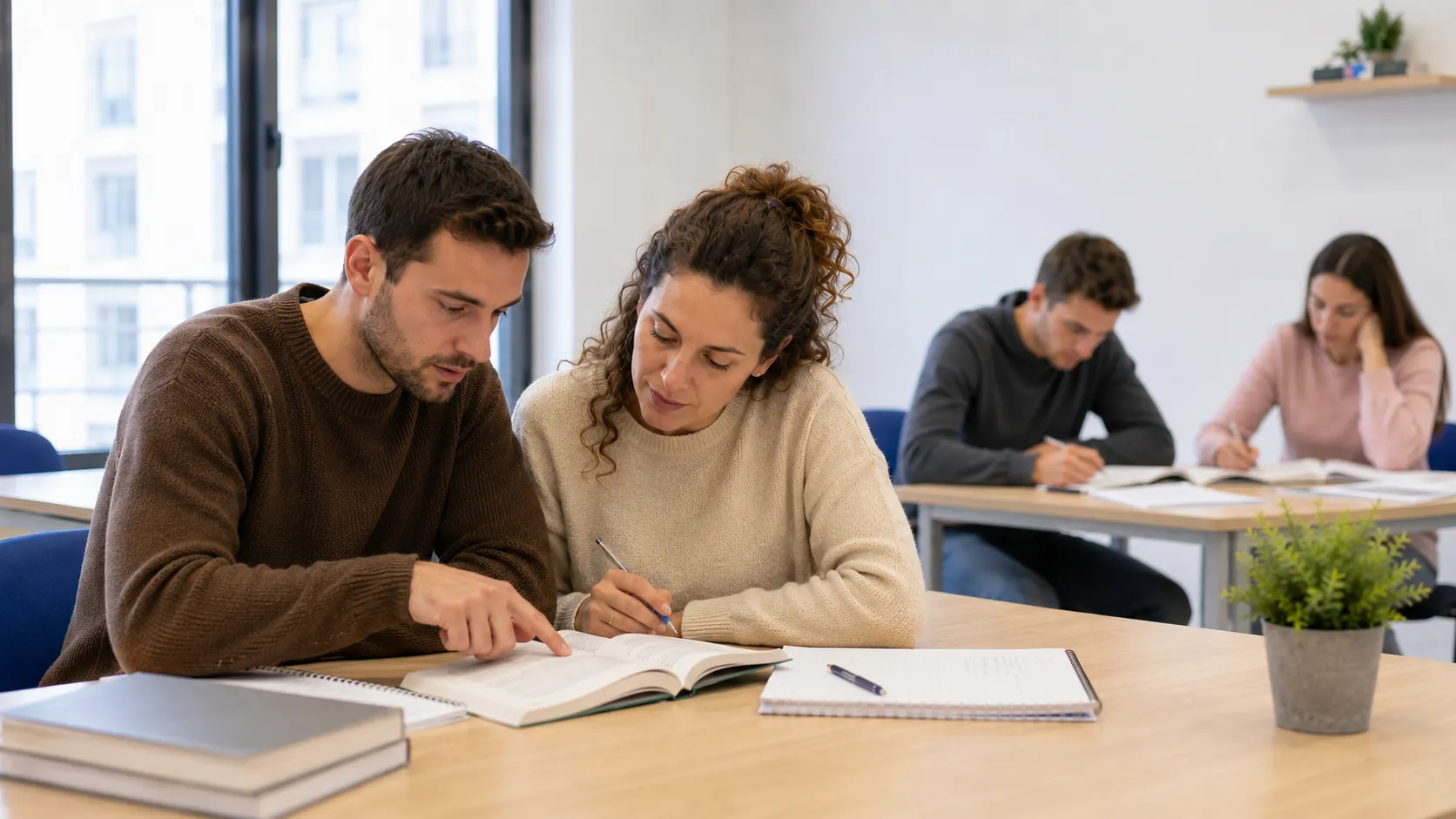 Opositores de lengua y literatura en aula de Academia Lince en Albacete