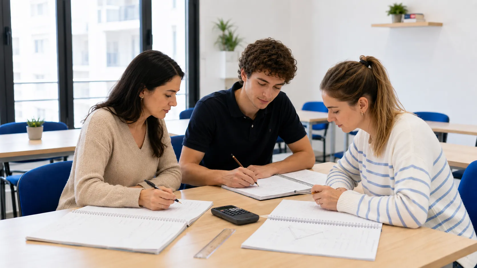 Opositores de matemáticas en aula de Academia Lince en Albacete