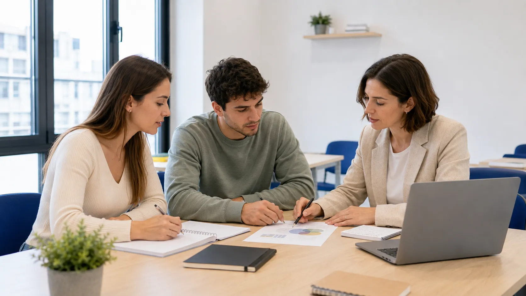 Opositores de orientación educativa en aula de Academia Lince en Albacete